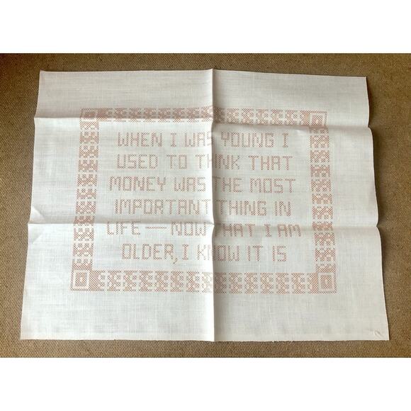 Vintage Cross Stitch Embroidery Kit Money Is Most Important Jane Snead Samplers - Picture 7 of 7